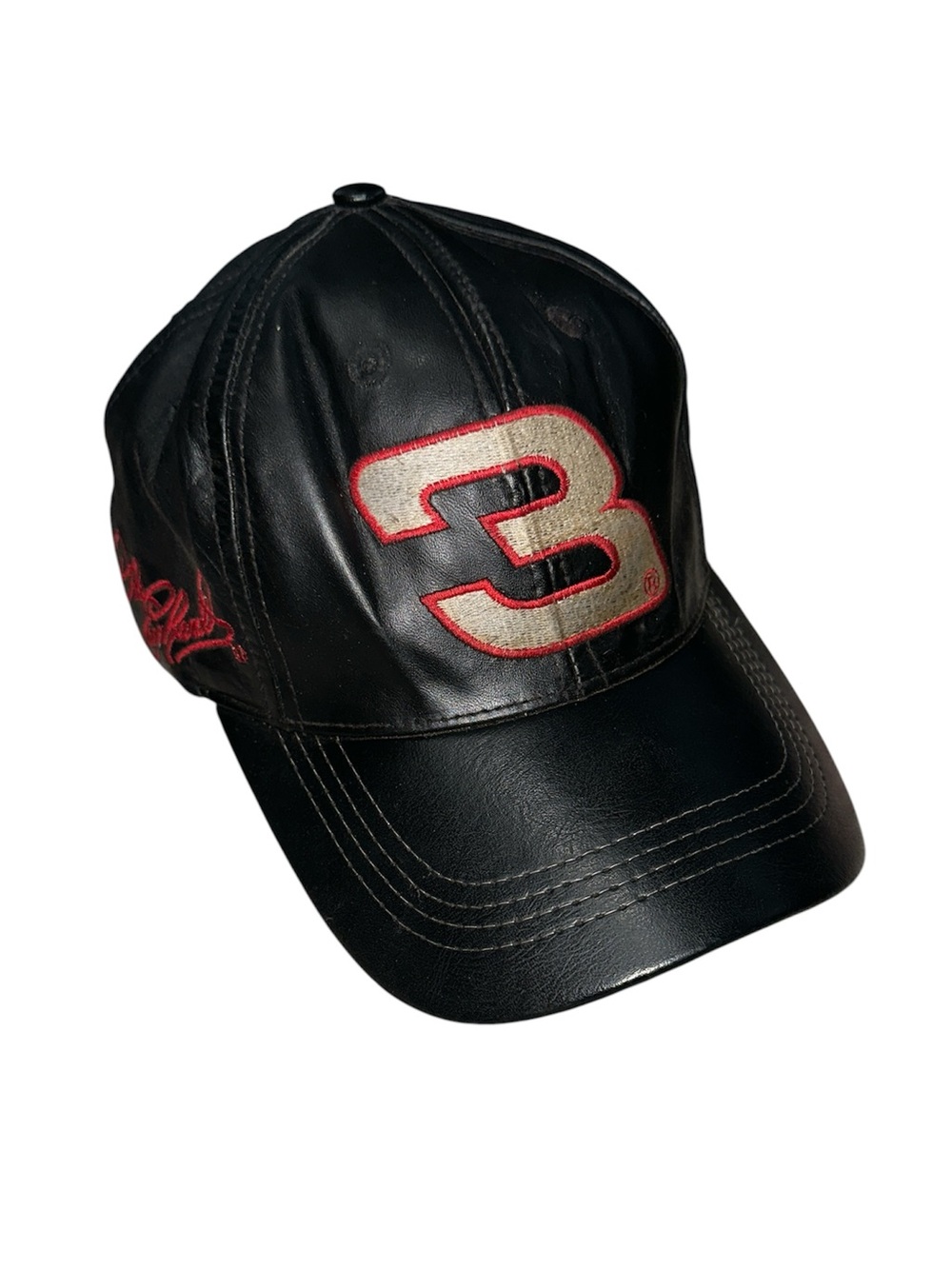 Vintage Jeff Hamilton Design Dale Earnhardt NASCAR #3 Leather Strap Back Hat
